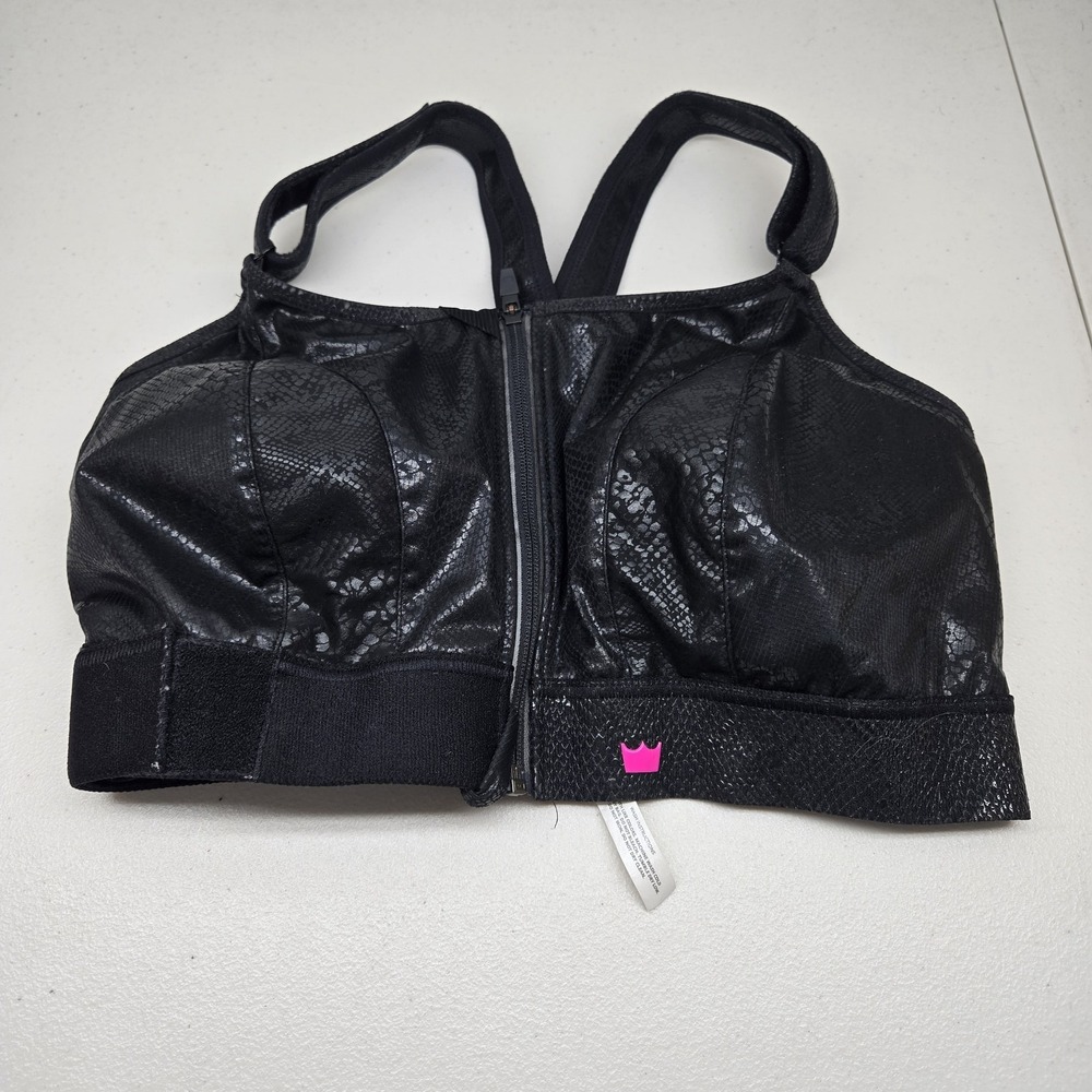Shefit Women Ultimate Sports Bra 5LUXE Black Snakeskin 5 Luxe Wireless Front Zip